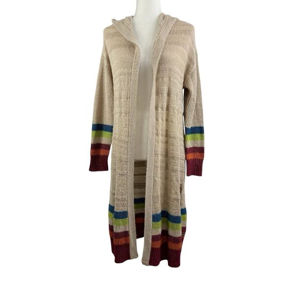 Matilda Jane Stay Cozy Cardigan Sweater Hooded Duster Small Open Front Metallic - Picture 13 of 15